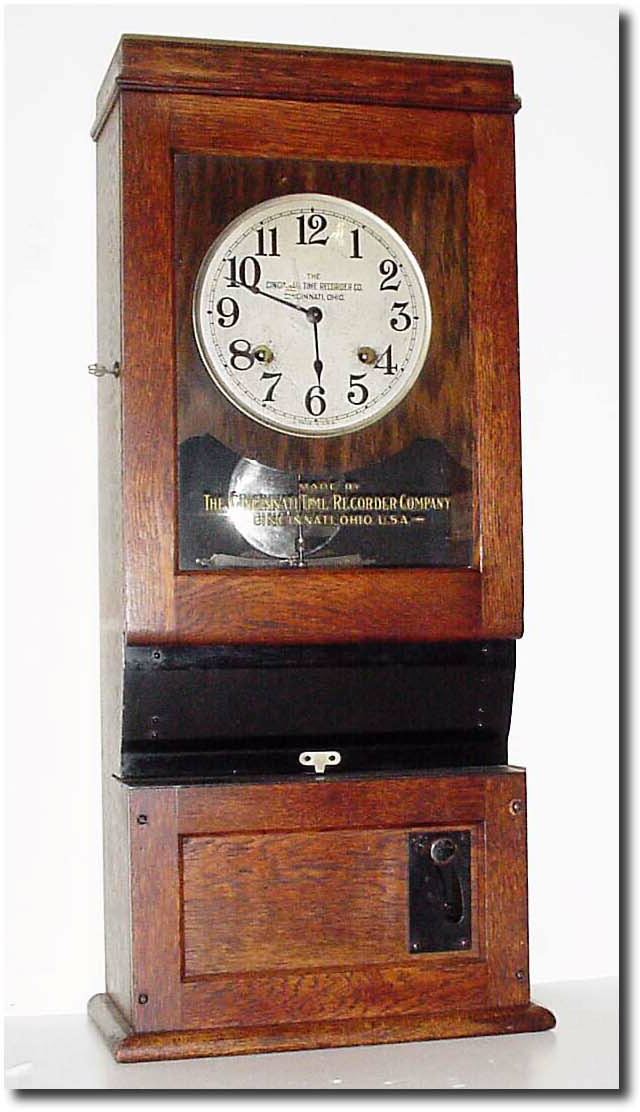 C.1925, Cincinnati Time Recorder Co., Ohio an excellent example of their punching in clock. — Antique Clocks Price Guide