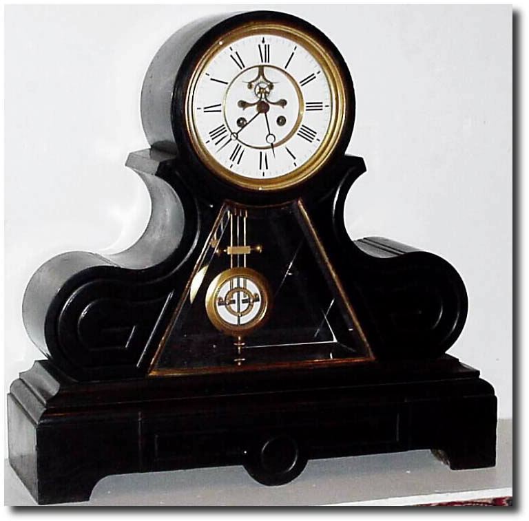 C.1895, French, Marti, a Monumental Black Belgian marble clock with open Brocot escapement on the dial. — Antique Clocks Price Guide