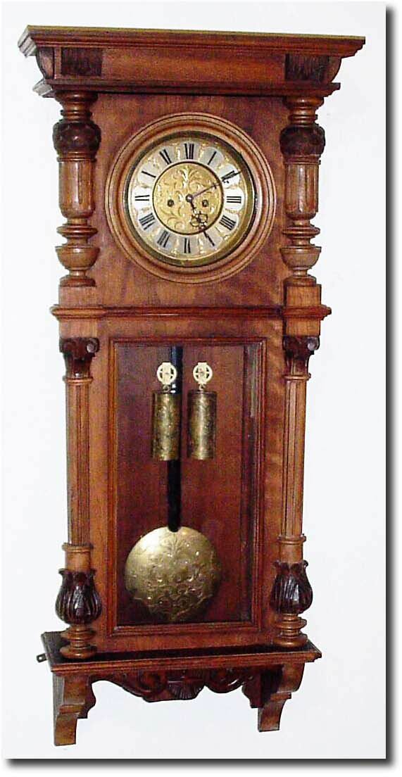 C.1875, Austrian, 2-Weight "Vienna Regulator' in a walnut case of"double door' style, LESS top. — Antique Clocks Price Guide