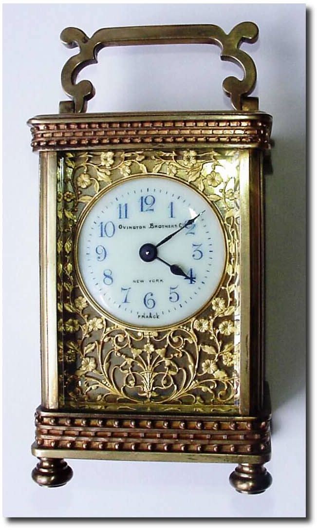 C.1900, French, Brass Cased Carriage Clock, for Ovington Brothers, New York. — Antique Clocks Price Guide