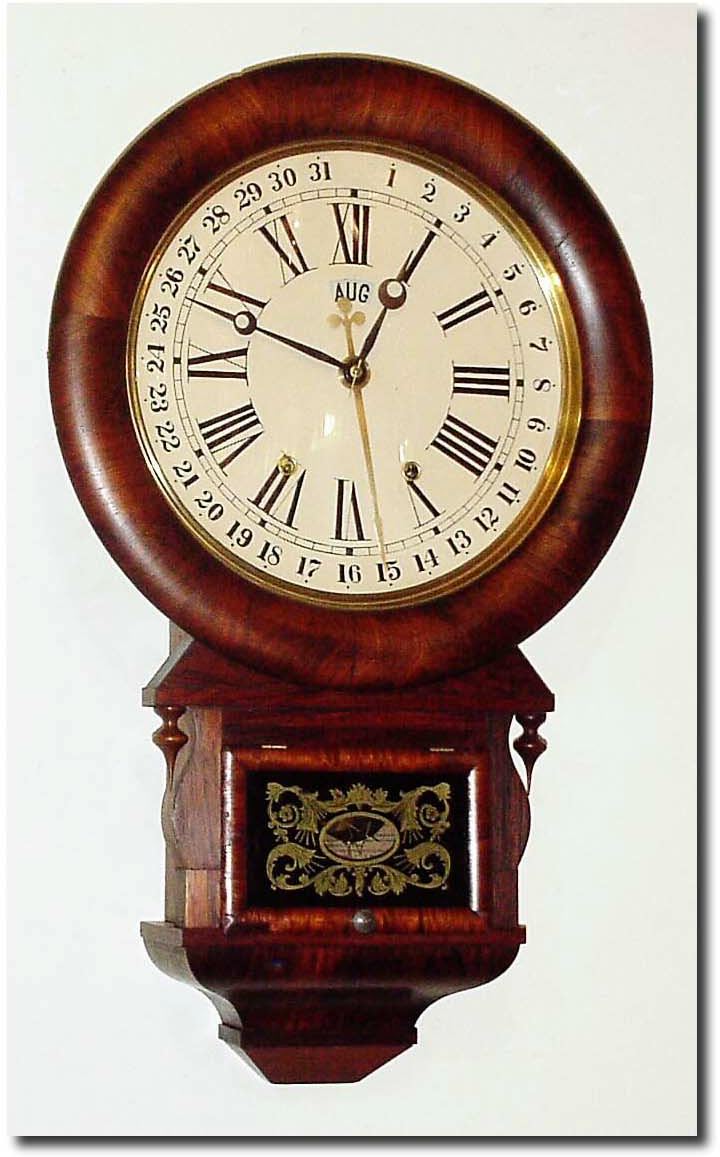 C.1880, Ansonia Brass and Copper Co., "Drop Extra Calendar' , restored. — Antique Clocks Price Guide