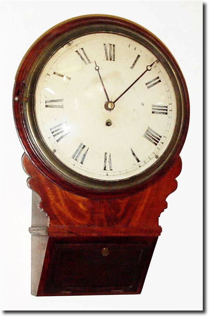 C.1830, English, Small Drop Dial wall clock in mahogany. — Antique Clocks Price Guide