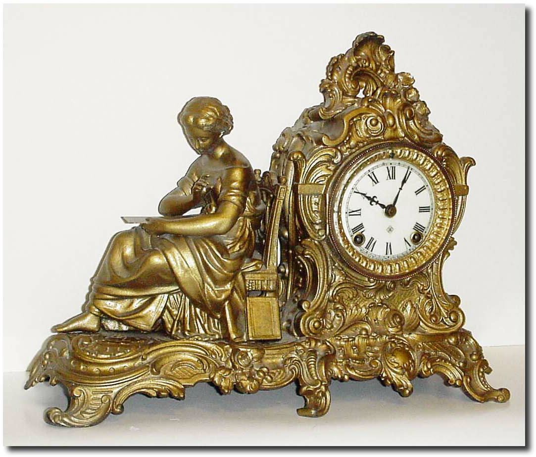 C.1901, Ansonia Clock Co, "VASSAR', figural clock in good condition. — Antique Clocks Price Guide