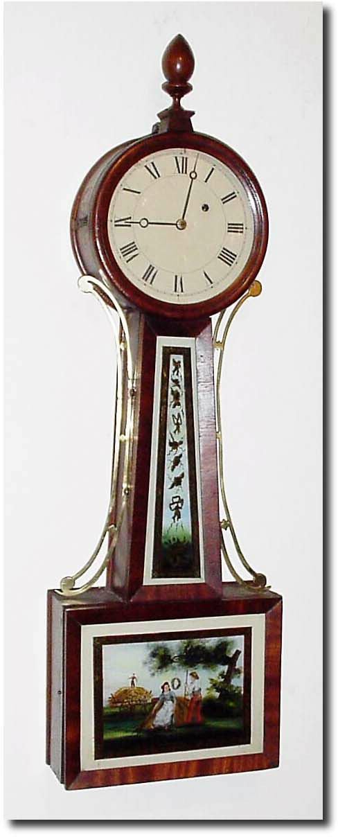 C.1840, New England, Weight Banjo, with restorations. — Antique Clocks Price Guide