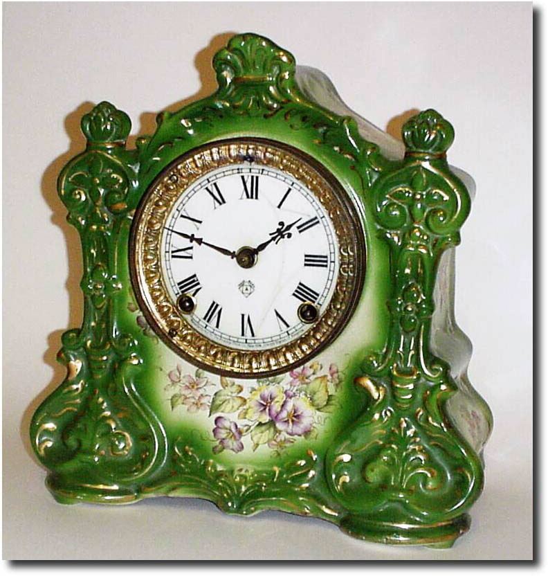 C.1900, Ansonia "Warlock' Porcelain clock in original condition. — Antique Clocks Price Guide