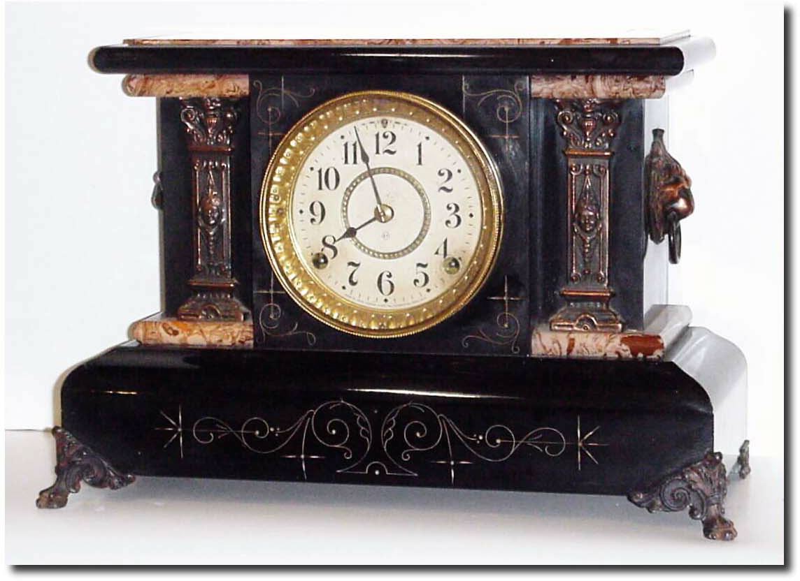 C.1899, Seth Thomas Adamantine, Black and Tan in good original condition. — Antique Clocks Price Guide