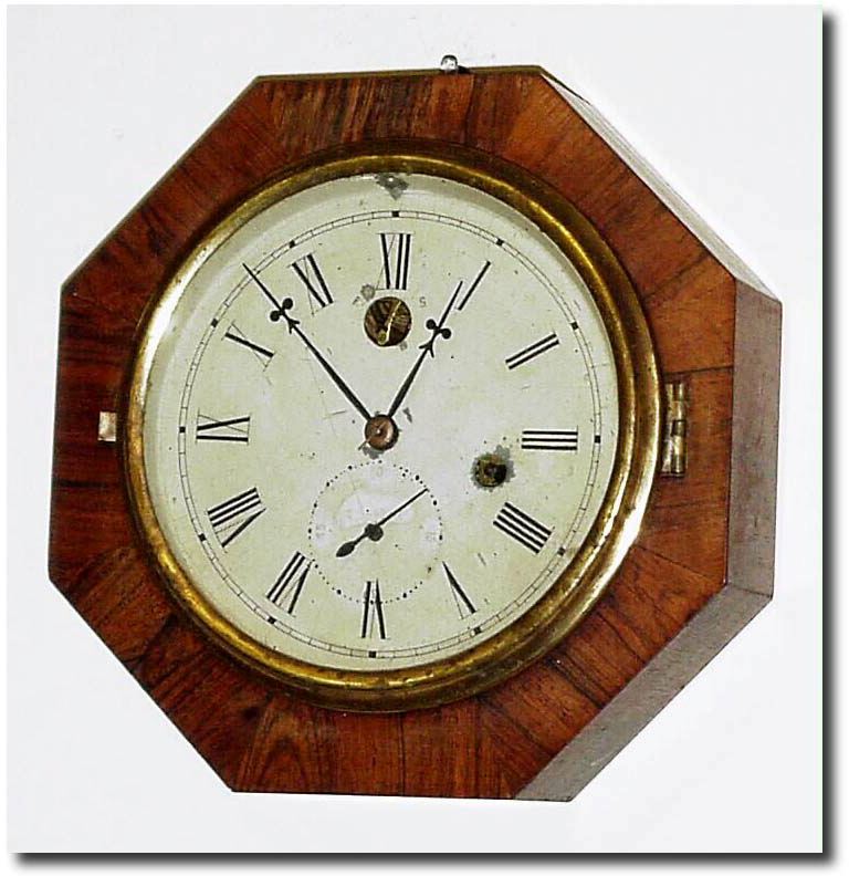 C.1850, Chauncey Jerome, New Haven, small gallery with 30 hour marine movement. — Antique Clocks Price Guide