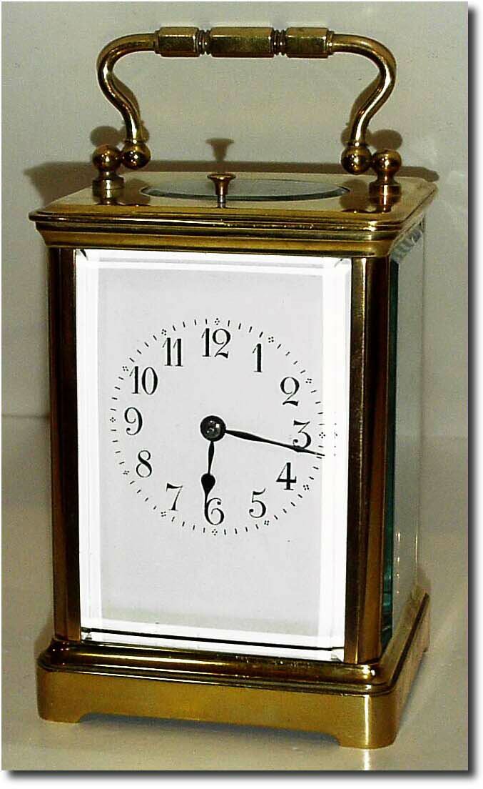 C.1900, French, Brass Cased Carriage Clock, time, strike and repeat in generally good condition. — Antique Clocks Price Guide