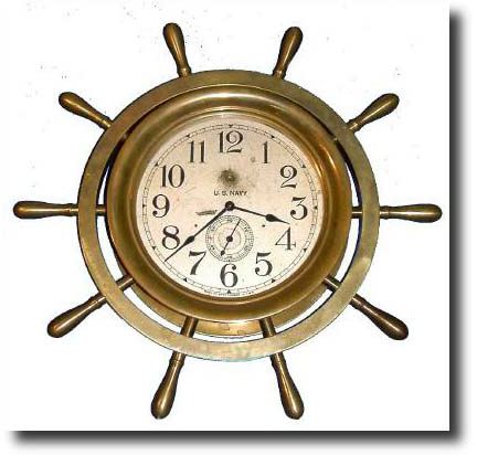 C.1925, Seth Thomas, 8-Day Wheel Clock, for the U.S.Navy (signed on dial). — Antique Clocks Price Guide