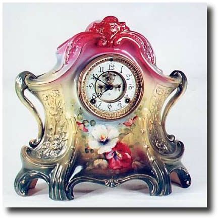 C.1902, Ansonia Royal Bonn "LaLayon", Porcelain china clock — Antique Clocks Price Guide