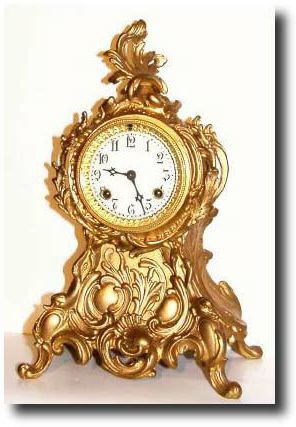 C.1890, Waterbury "SEINE" gilt spelter mantel clock, as-found. — Antique Clocks Price Guide