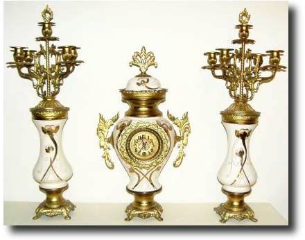 C.1910, German Art Nouveau 3-piece porcelain and bronze set — Antique Clocks Price Guide