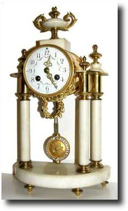 C.1880, French, Portico Mantel Clock, Marble and gilt bronze — Antique Clocks Price Guide
