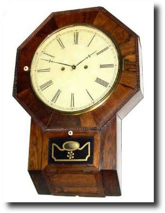 C.1855, Atkins, Whiting and Co., Bristol, Conn., Drop Octagon wall clock — Antique Clocks Price Guide