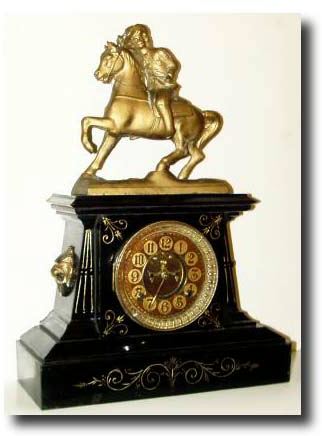 C.1890, Ansonia "Imogene" Black Enameled iron clock — Antique Clocks Price Guide