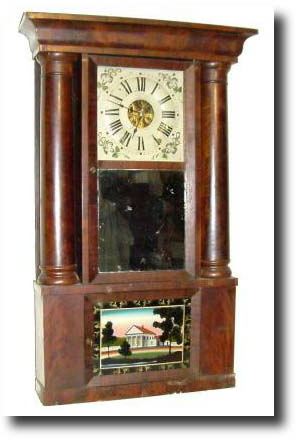 C.1843, Elisha Manross, Bristol, Conn, 8-Day Faux Hollow column, 2-wt. — Antique Clocks Price Guide
