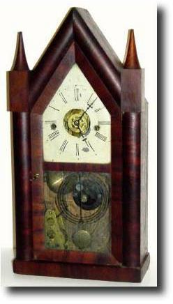 C.1845, Terry and Andrews, 30-Hour, Brass spring steeple clock — Antique Clocks Price Guide