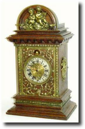 C.1885, German, Gustav Becker, small oak cased mantel clock with bronze mounts. — Antique Clocks Price Guide