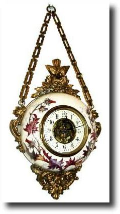 C.1900, French, Hanging Porcelain cartel clock, on chain. — Antique Clocks Price Guide