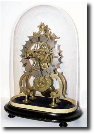 C.1890, English, Single Fusee Skeleton clock and dome. — Antique Clocks Price Guide