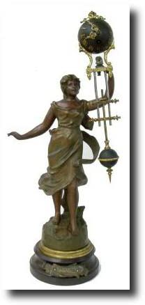 C.1890, French, Bronzed Spelter Mini Swinging timepiece. — Antique Clocks Price Guide