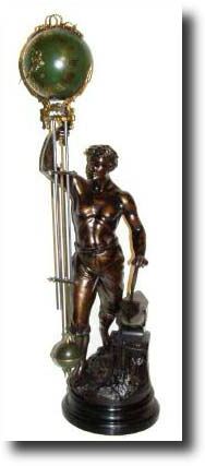 C.1900, French, Bronzed Spelter, Swinging Mystery timepiece. — Antique Clocks Price Guide
