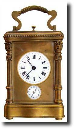 C.1890, French, Serpentine with Corinthian Columns carriage clock, — Antique Clocks Price Guide