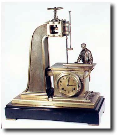 C.1890, French, Industrial Series "Bow Saw", automaton mantel clock. — Antique Clocks Price Guide