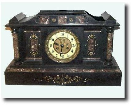C.1890, French Black Marble and Onyx Mantel clock — Antique Clocks Price Guide