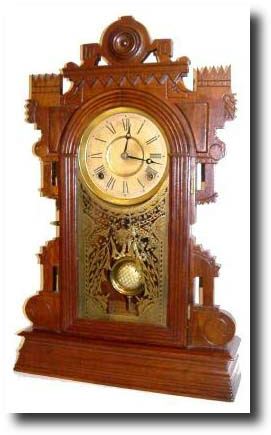 C.1888, Terry Clock Co., Pittsfield, Mass, the HIGHLAND, walnut shelf clock, — Antique Clocks Price Guide