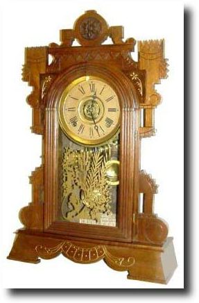 C.1884, Terry Clock Co., Pittsfield, Mass, the HIGHLAND, walnut shelf clock, — Antique Clocks Price Guide