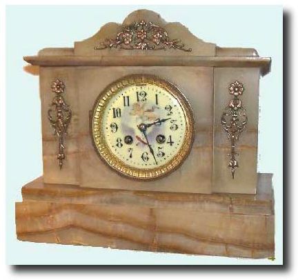 C.1900, French, Tan Onyx and Bronze Mantel clock, — Antique Clocks Price Guide
