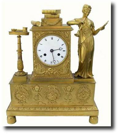 C.1840, French, Empire Period, Ormolu figural clock — Antique Clocks Price Guide