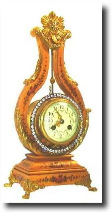 C.1890, French, Gilt-wood Lyre Clock, — Antique Clocks Price Guide