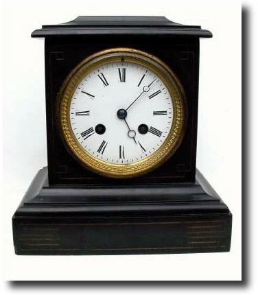 C.1900, French, Small Black slate mantel clock, — Antique Clocks Price Guide