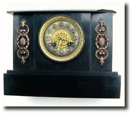 C.1900, French Black Slate clock, — Antique Clocks Price Guide
