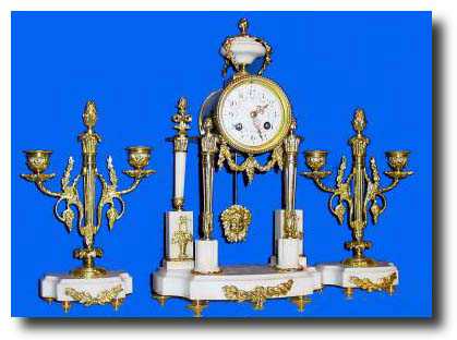 C.1880, French 3-piece Portico Mantel Clock — Antique Clocks Price Guide