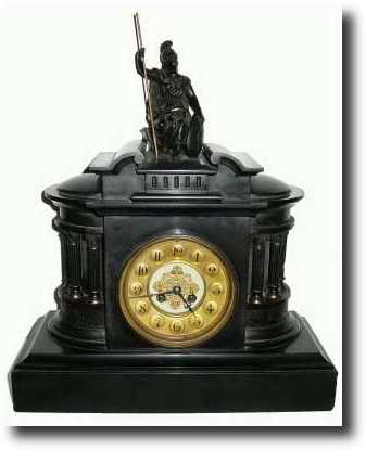 C.1885, French, Japy, Fancy Black marble mantel clock — Antique Clocks Price Guide