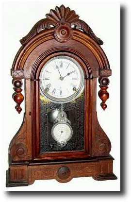 C.1890, F. Kroeber Clock Co., New York, 8-day walnut shelf clock. — Antique Clocks Price Guide