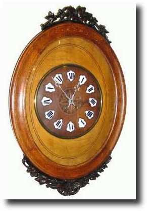 C.1900, French, Oak Oval Frame Wall Clock — Antique Clocks Price Guide