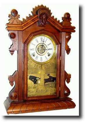 C.1890, Ingraham Clock Co., Bristol, Conn. Walnut shelf clock — Antique Clocks Price Guide