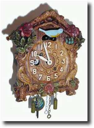 C.1933 (dated), Columbia Time Products, LaSalle, IL, Blue Bird with 3 Flowers, Cuckoo Clock — Antique Clocks Price Guide