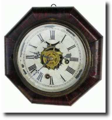 C.1860, Jerome or New Haven, mini octagon time and alarm clock — Antique Clocks Price Guide