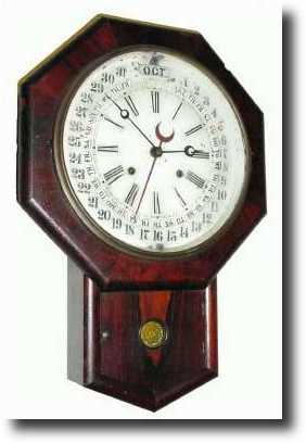 C.1862, Gilbert Short Drop Octagon Calendar Clock — Antique Clocks Price Guide