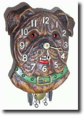 C.1935, Lux Clock Mfg Co., Waterbury, Conn., BULLDOG novelty clock (brown), — Antique Clocks Price Guide