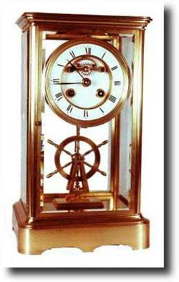 C.1900, French Crystal Regulator with ships wheel balance. — Antique Clocks Price Guide