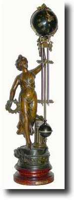 C.1900, Fench, Patinated Spelter, Swinging mystery timepiece — Antique Clocks Price Guide