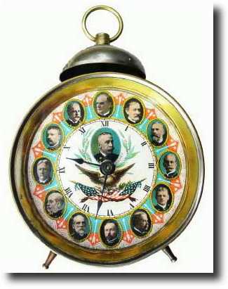C.1899, POLITICAL Alarm clock — Antique Clocks Price Guide