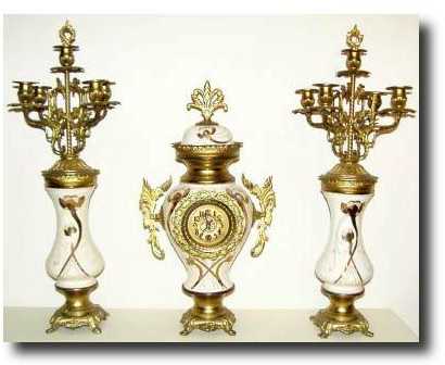 C.1910, German, for the French market, clock garniture set, — Antique Clocks Price Guide