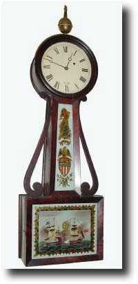 C.1840, H. Tifft, North Attleboro, MA., weight driven banjo clock. — Antique Clocks Price Guide